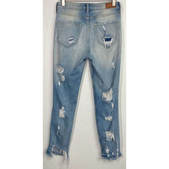 Hollister Blue Destroyed High Rise Super Skinny Crop Denim Jeans 3R - Picture 5 of 7